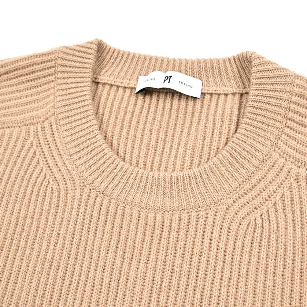 PT TORINO カシミヤ混ウール クルーネックリブニットセーター｜430491｜GUARDAROBA MILANO OFFICIAL STORE