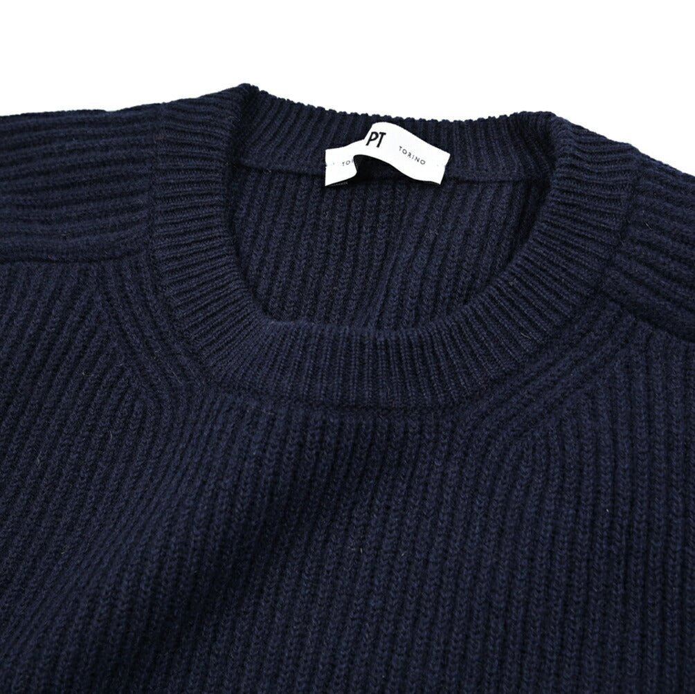 PT TORINO カシミヤ混ウール クルーネックリブニットセーター｜430492｜GUARDAROBA MILANO OFFICIAL STORE