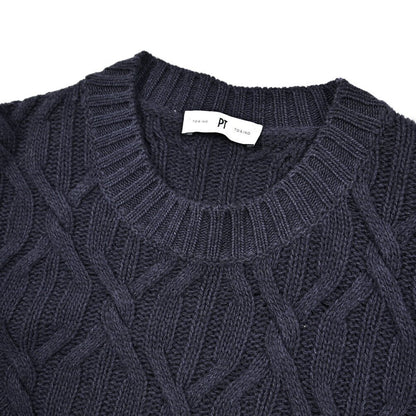 PT TORINO カシミヤ混ウール クルーネックケーブルニットセーター｜430524-50｜GUARDAROBA MILANO OFFICIAL STORE