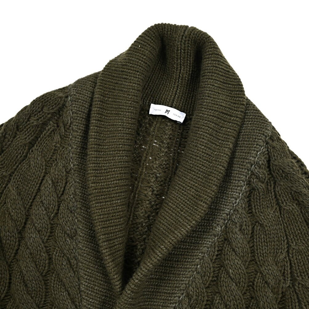 PT TORINO カシミヤ混ウール ケーブルニットショールカラーカーディガン｜430527｜GUARDAROBA MILANO OFFICIAL STORE