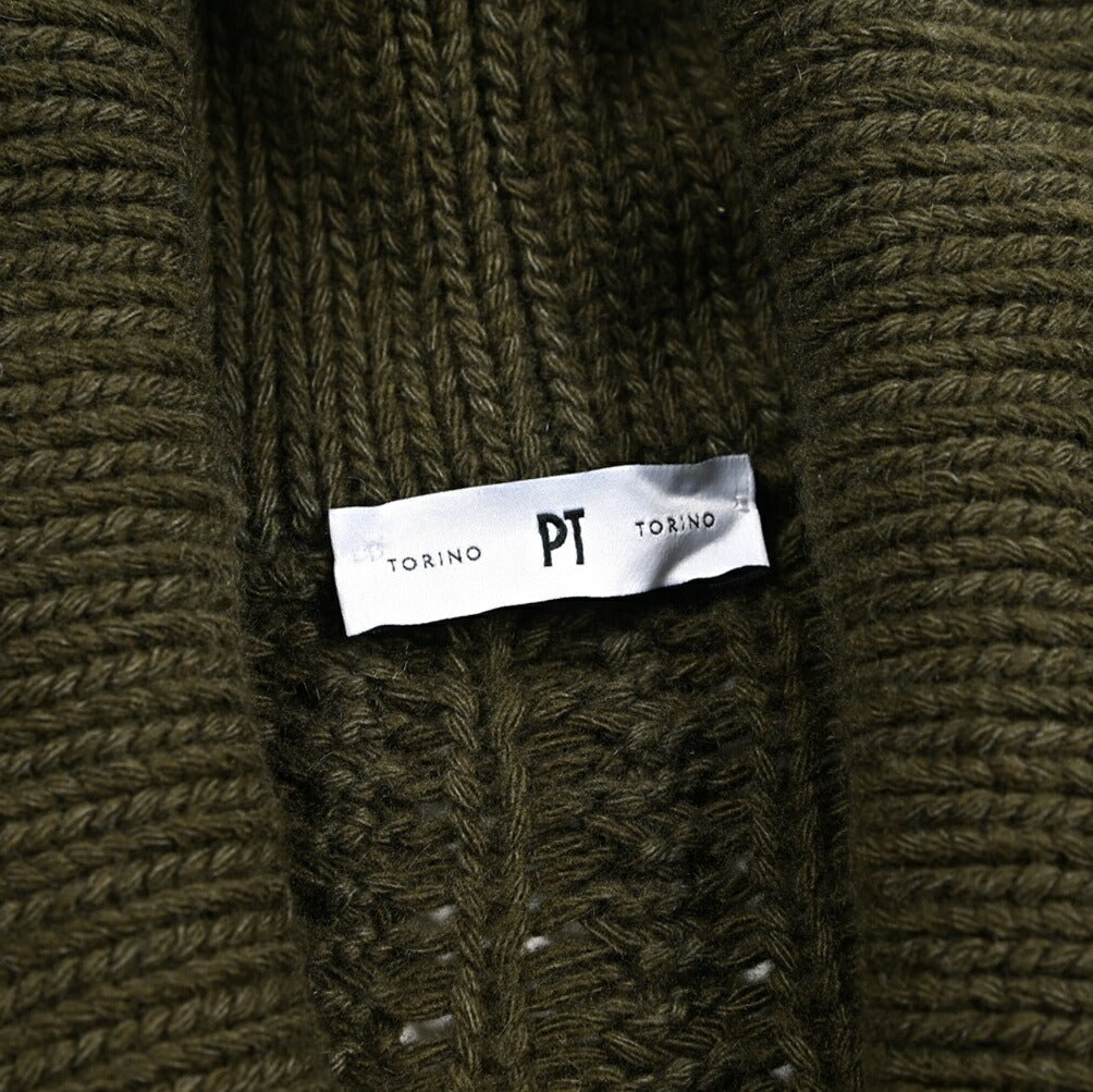 PT TORINO カシミヤ混ウール ケーブルニットショールカラーカーディガン｜430527｜GUARDAROBA MILANO OFFICIAL STORE
