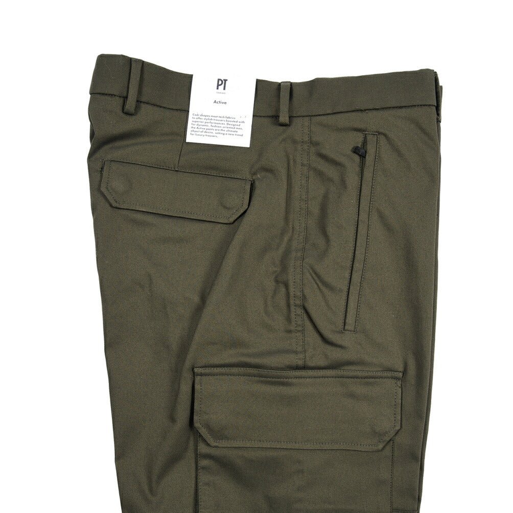 PT TORINO Active "LAMDA" ナイロン混コットン イージーカーゴパンツ カーキグリーン 46 | GUARDAROBA MILANO OFFICIAL STORE