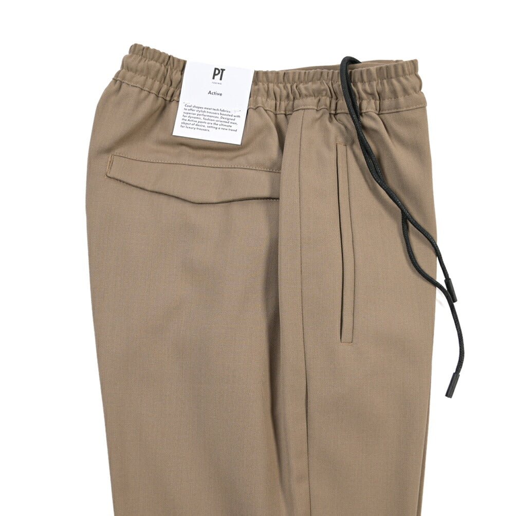 PT TORINO Active “OMEGA” ストレッチウール ドローコード付付きノータックスラックス ブラウン 46 | GUARDAROBA MILANO OFFICIAL STORE