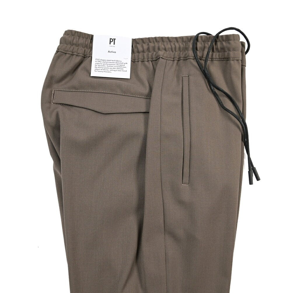 PT TORINO Active “OMEGA” ストレッチウール ドローコード付付きノータックスラックス ブラウン 44 | GUARDAROBA MILANO OFFICIAL STORE