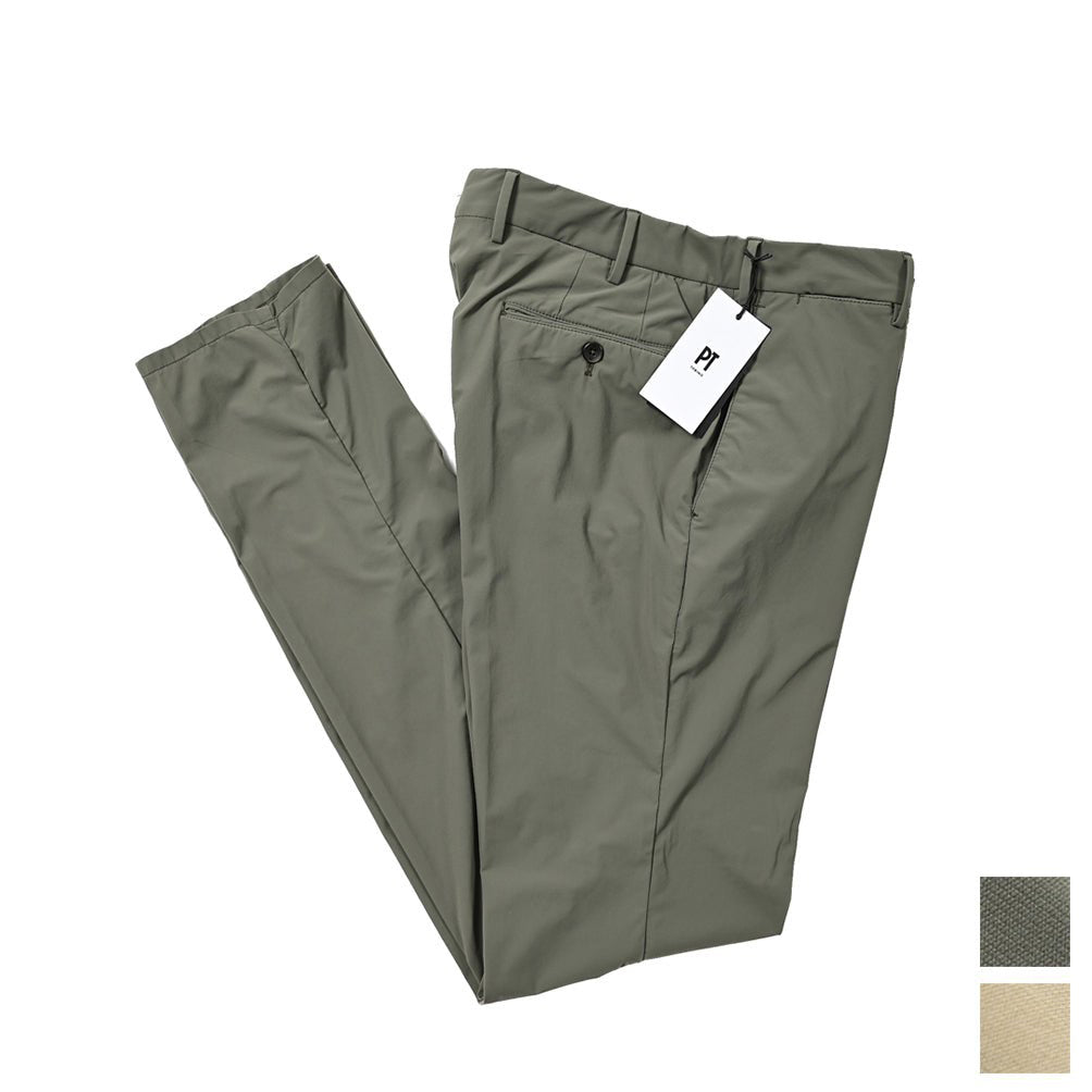 新春セール｜PT TORINO Active "SLIM FIT" 軽量ストレッチナイロン ノータックイージースラックス｜407958-A-50｜GUARDAROBA MILANO OFFICIAL STORE