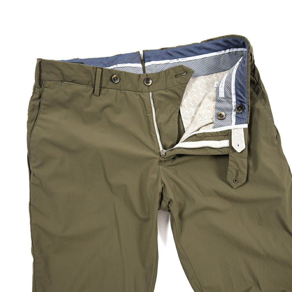 PT TORINO Active "SLIM FIT" 高機能ストレッチナイロン ノータックスリムパンツ / KINETIC FABRIC カーキグリーン 48 | GUARDAROBA MILANO OFFICIAL STORE
