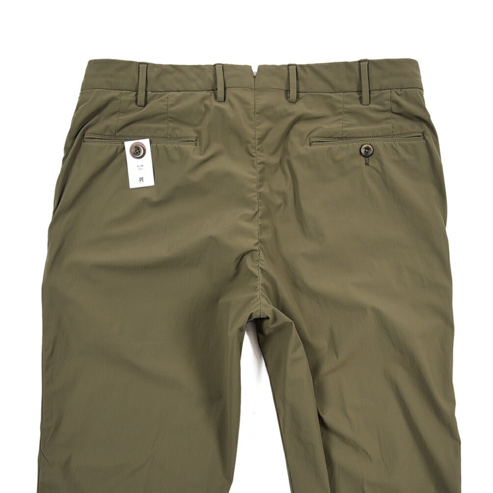 PT TORINO Active "SLIM FIT" 高機能ストレッチナイロン ノータックスリムパンツ / KINETIC FABRIC カーキグリーン 48 | GUARDAROBA MILANO OFFICIAL STORE