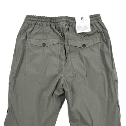 PT TORINO Active "THETA" ナイロン混コットン イージーカーゴパンツ / 裾ジップ カーキグリーン 46 | GUARDAROBA MILANO OFFICIAL STORE