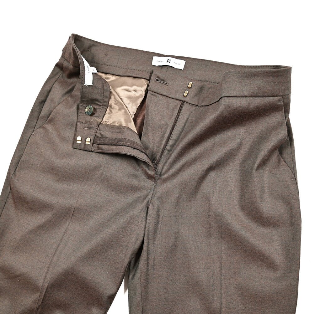 【レディース】PT TORINO ANDREA ビスコース混ウール ベルトレススラックス｜430891｜GUARDAROBA MILANO OFFICIAL STORE