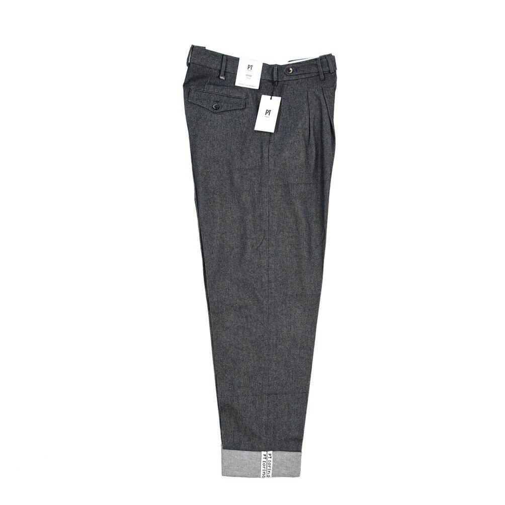 PT TORINO "CARROT FIT" コットン100%デニム ツータックパンツ / デニスラ ネイビー 50 | GUARDAROBA MILANO OFFICIAL STORE