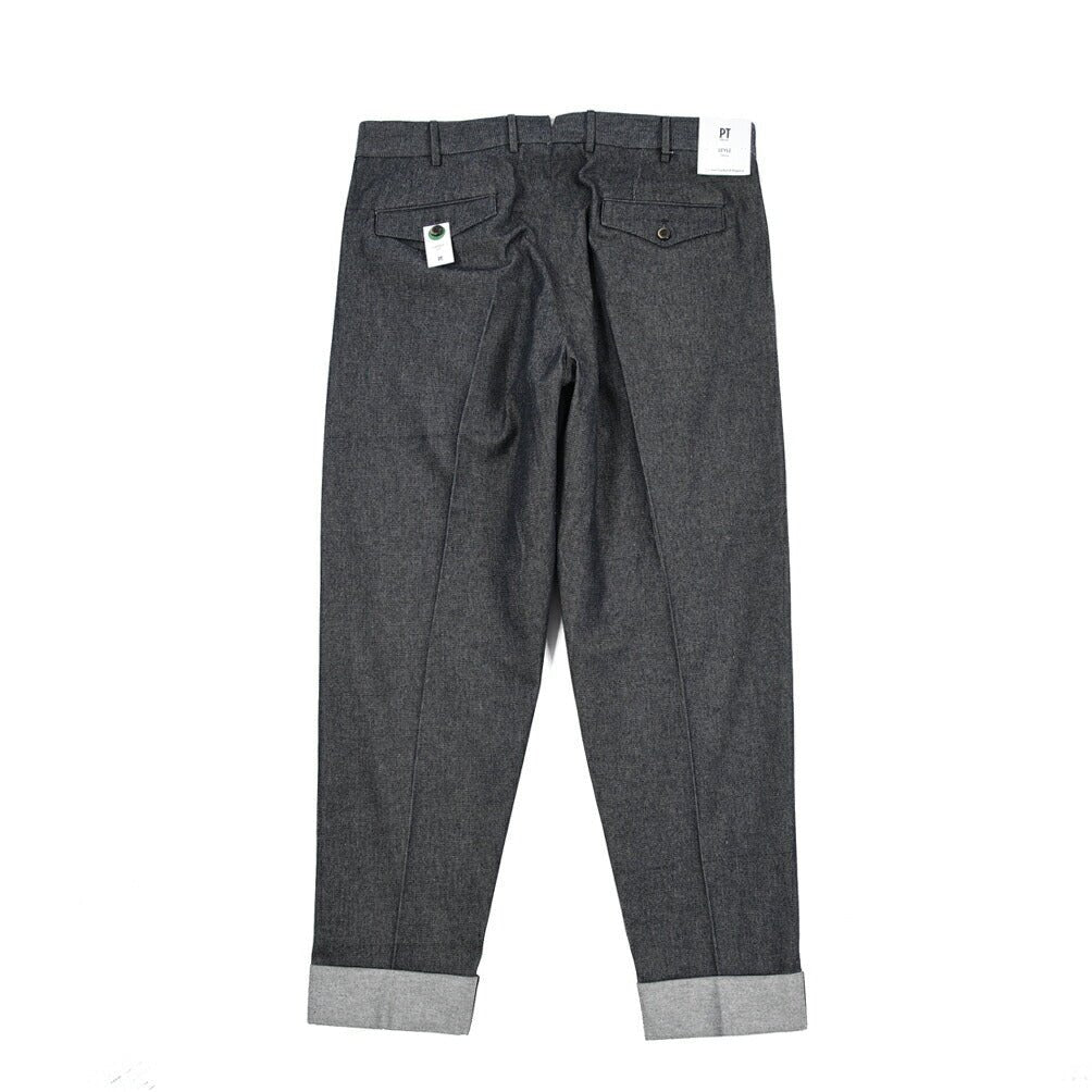 PT TORINO "CARROT FIT" コットン100%デニム ツータックパンツ / デニスラ ネイビー 50 | GUARDAROBA MILANO OFFICIAL STORE