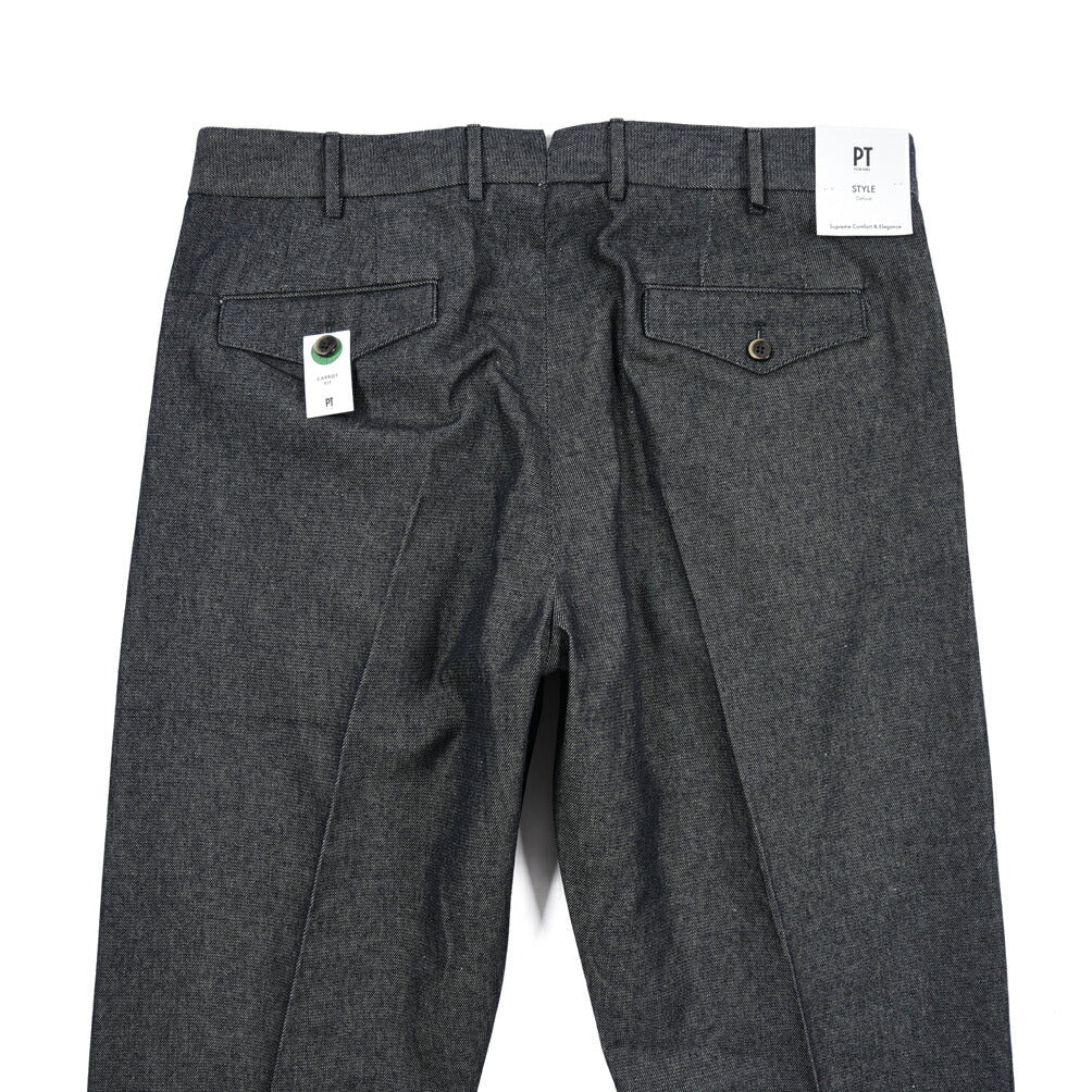 PT TORINO "CARROT FIT" コットン100%デニム ツータックパンツ / デニスラ ネイビー 50 | GUARDAROBA MILANO OFFICIAL STORE