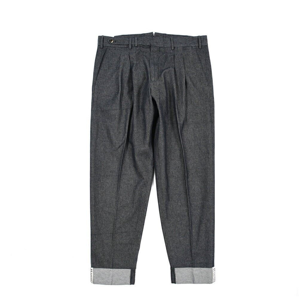 PT TORINO "CARROT FIT" コットン100%デニム ツータックパンツ / デニスラ ネイビー 50 | GUARDAROBA MILANO OFFICIAL STORE