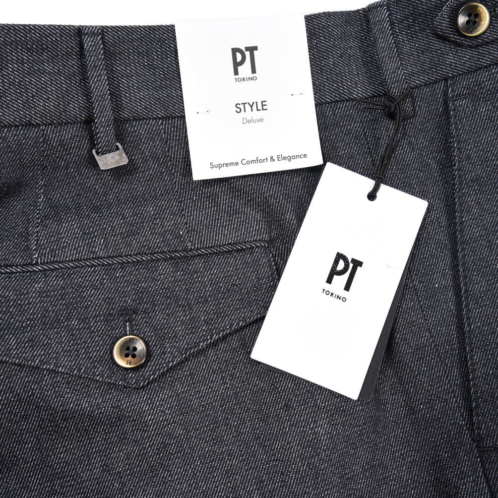 PT TORINO "CARROT FIT" コットン100%デニム ツータックパンツ / デニスラ ネイビー 50 | GUARDAROBA MILANO OFFICIAL STORE
