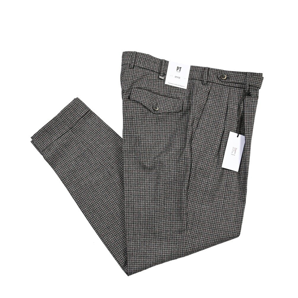 PT TORINO “CARROT FIT” SUPER 100's ヴァージンウール100% ツータックグルカパンツ グレー 48 | GUARDAROBA MILANO OFFICIAL STORE