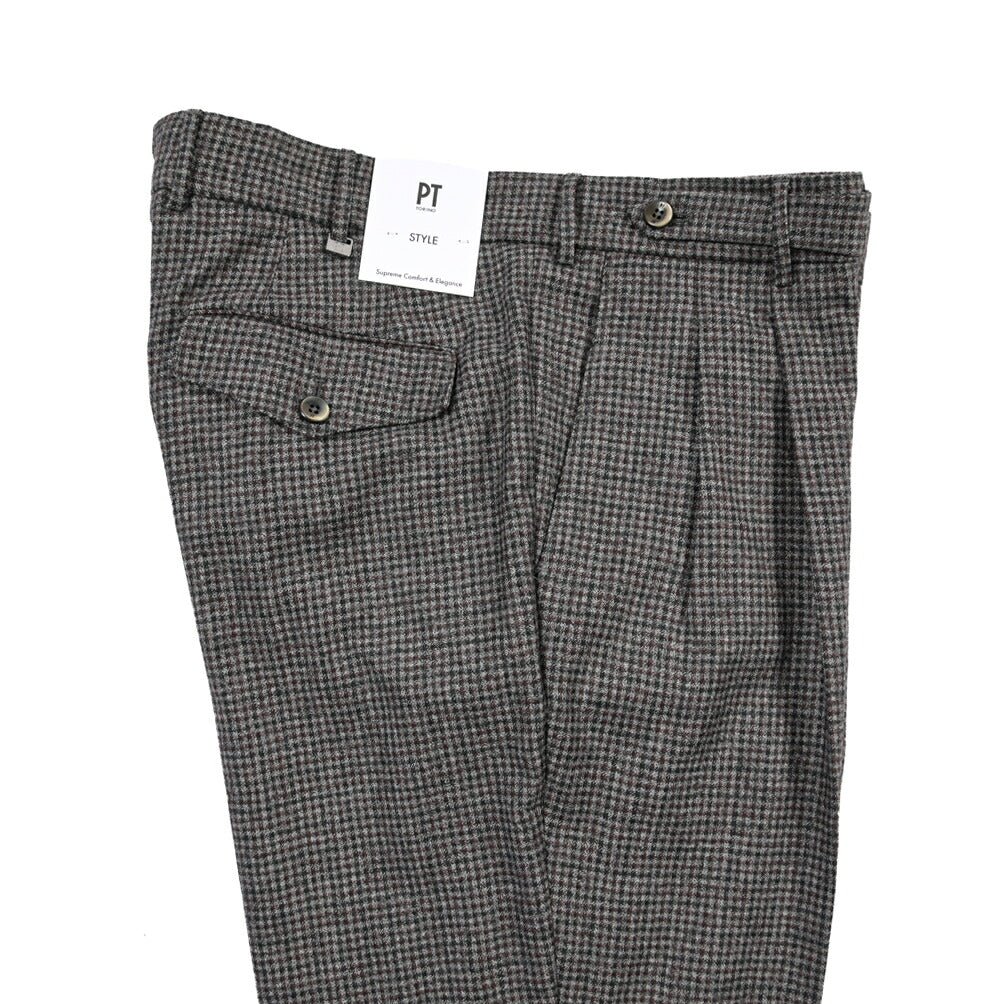 PT TORINO “CARROT FIT” SUPER 100's ヴァージンウール100% ツータックグルカパンツ グレー 48 | GUARDAROBA MILANO OFFICIAL STORE