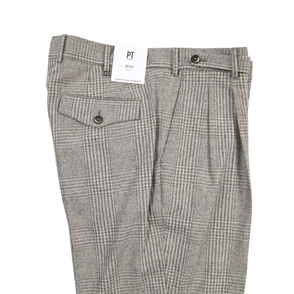 PT TORINO Deluxe “CARROT FIT” カシミヤ混ウール ツータックグルカパンツ グレー 48 | GUARDAROBA MILANO OFFICIAL STORE