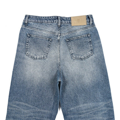 PT TORINO DENIM / "BOY FIT" コットン100%デニム バギーワイドジーンズ / クラッシュ加工 / レディース ブルー 27 | GUARDAROBA MILANO OFFICIAL STORE
