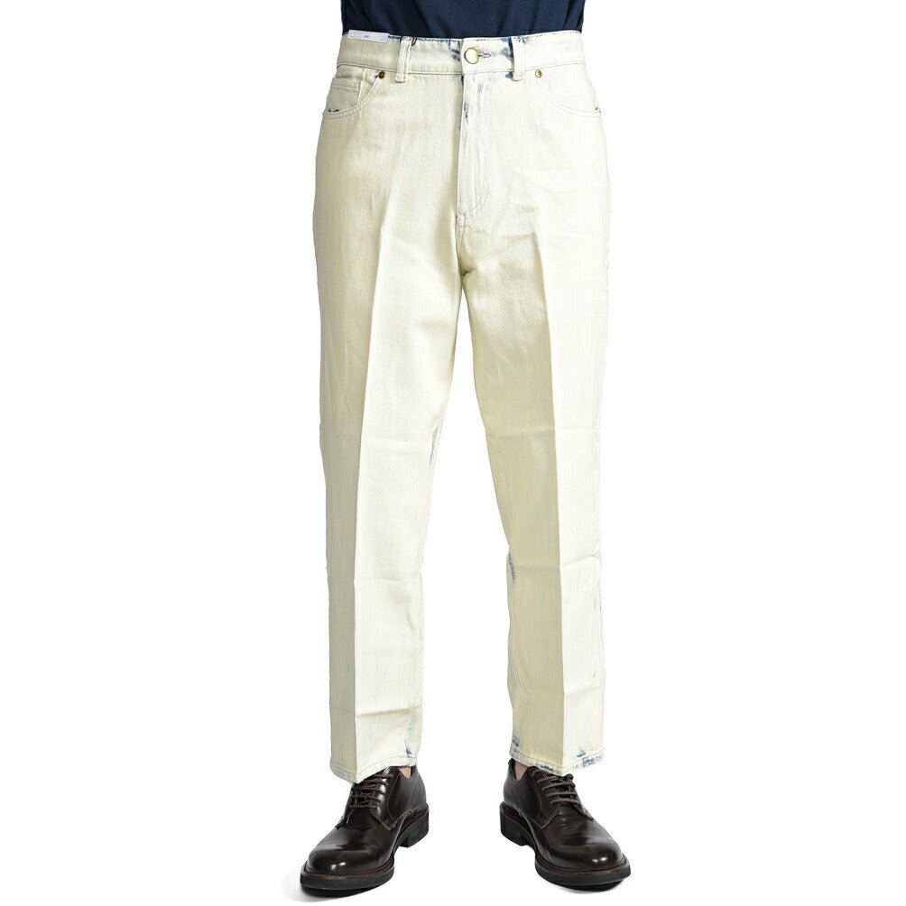 PT TORINO DENIM / "GIO" コットン100%デニム ワイドストレートジーンズ / ペイント加工 オフホワイト 26 | GUARDAROBA MILANO OFFICIAL STORE