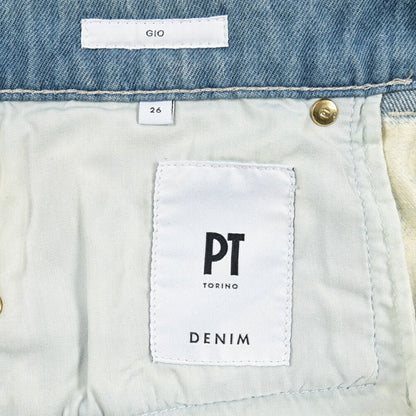 PT TORINO DENIM / "GIO" コットン100%デニム ワイドストレートジーンズ / ペイント加工 オフホワイト 26 | GUARDAROBA MILANO OFFICIAL STORE