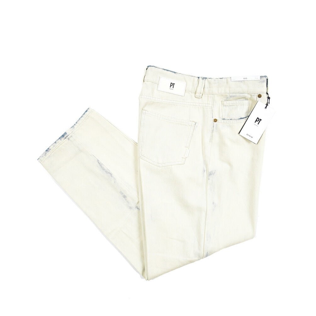 PT TORINO DENIM / "GIO" コットン100%デニム ワイドストレートジーンズ / ペイント加工 オフホワイト 26 | GUARDAROBA MILANO OFFICIAL STORE
