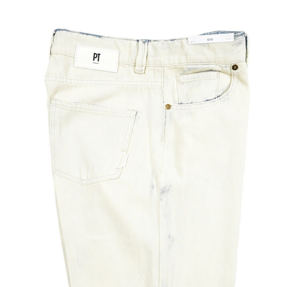 PT TORINO DENIM / "GIO" コットン100%デニム ワイドストレートジーンズ / ペイント加工 オフホワイト 26 | GUARDAROBA MILANO OFFICIAL STORE