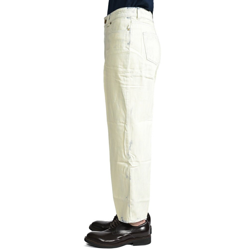 PT TORINO DENIM / "GIO" コットン100%デニム ワイドストレートジーンズ / ペイント加工 オフホワイト 26 | GUARDAROBA MILANO OFFICIAL STORE