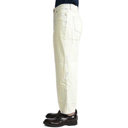PT TORINO DENIM / "GIO" コットン100%デニム ワイドストレートジーンズ / ペイント加工 オフホワイト 26 | GUARDAROBA MILANO OFFICIAL STORE