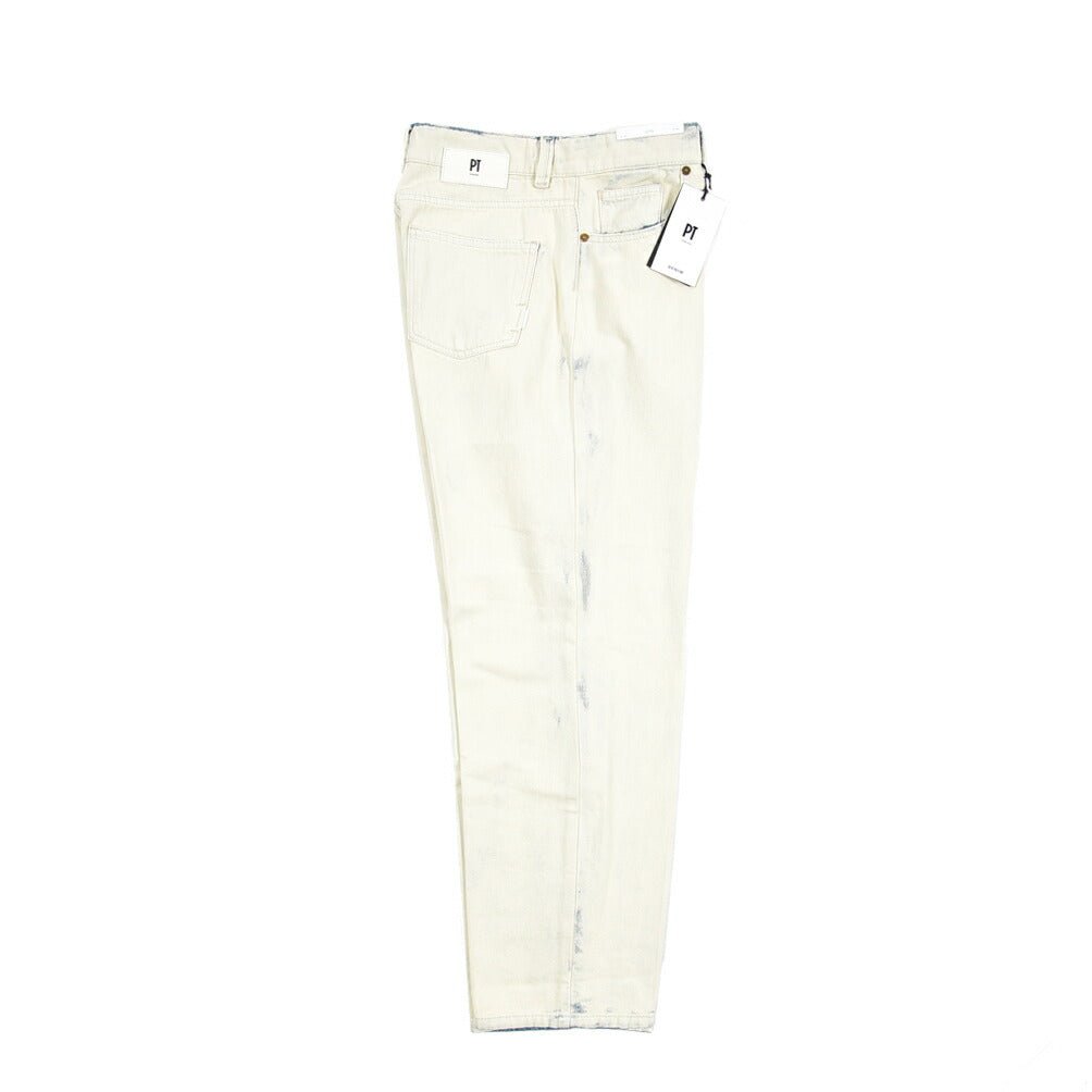 PT TORINO DENIM / "GIO" コットン100%デニム ワイドストレートジーンズ / ペイント加工 オフホワイト 26 | GUARDAROBA MILANO OFFICIAL STORE