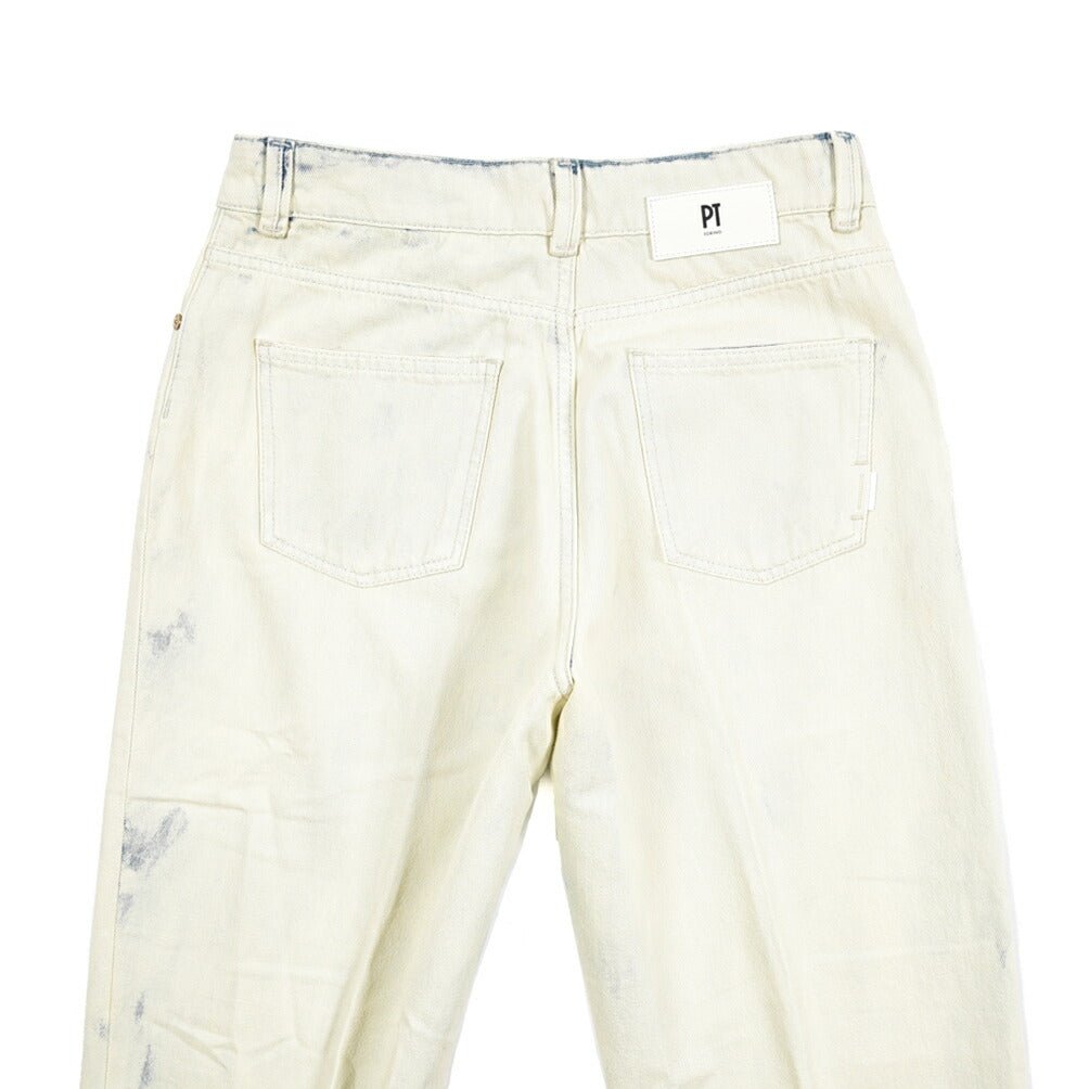 PT TORINO DENIM / "GIO" コットン100%デニム ワイドストレートジーンズ / ペイント加工 オフホワイト 26 | GUARDAROBA MILANO OFFICIAL STORE