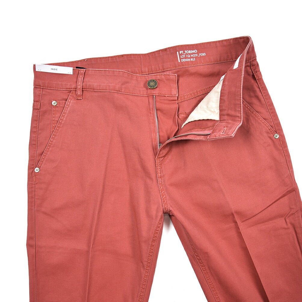 PT TORINO DENIM "INDIE" リヨセル混コットンチノ ストレッチテーパードパンツ ピンク 35 | GUARDAROBA MILANO OFFICIAL STORE