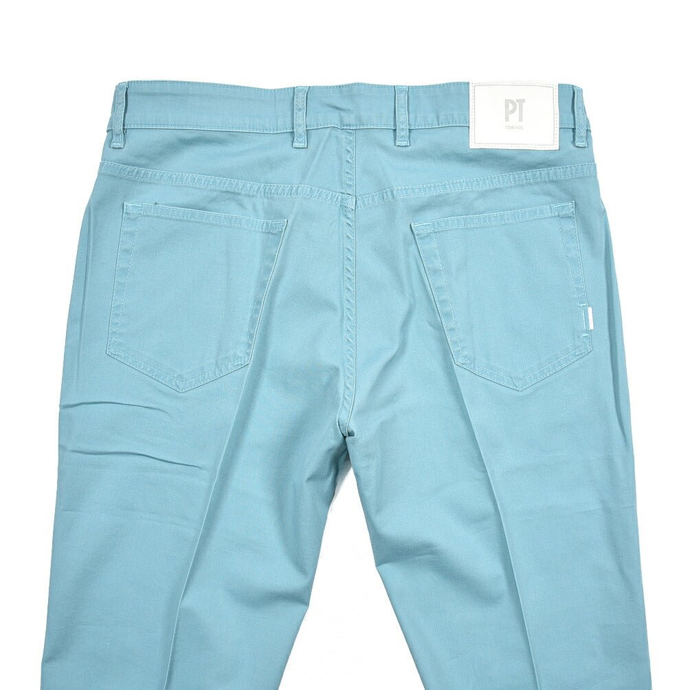 PT TORINO DENIM "INDIE" リヨセル混コットンチノ ストレッチテーパードパンツ ライトグリーン 35 | GUARDAROBA MILANO OFFICIAL STORE