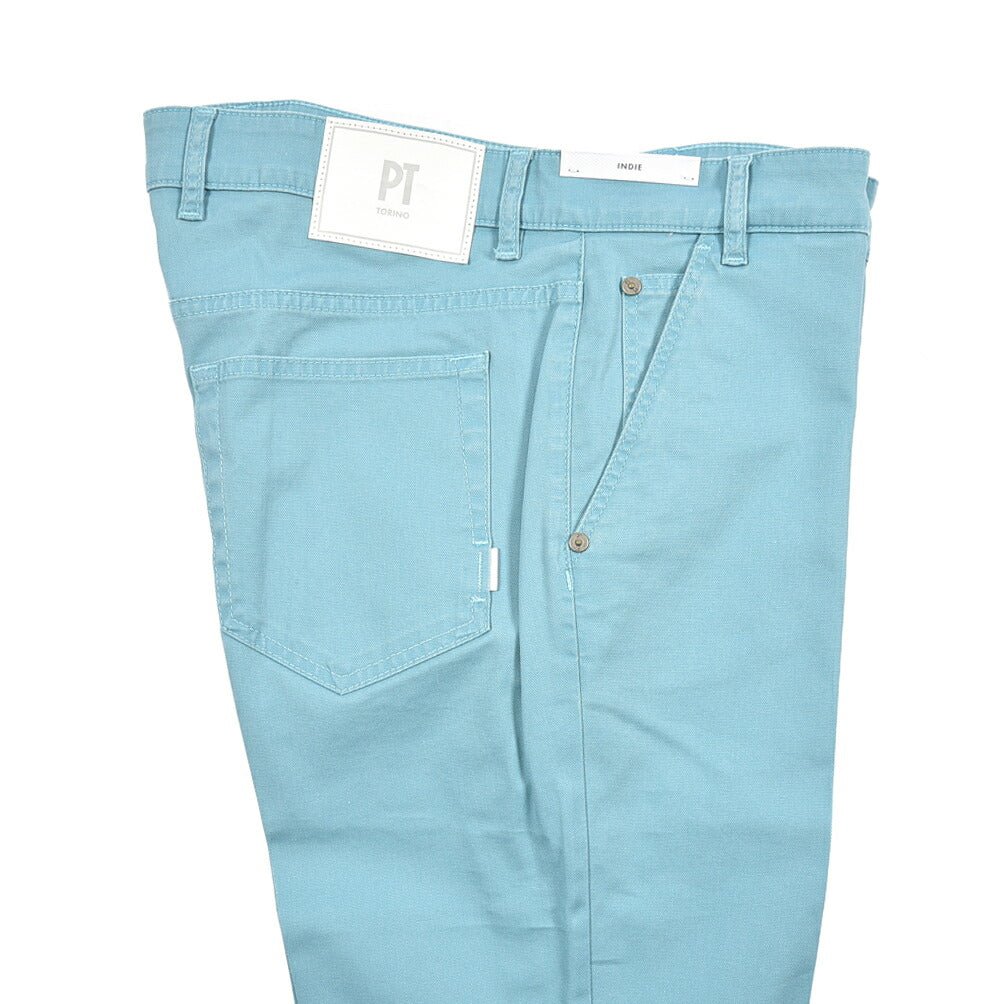 PT TORINO DENIM "INDIE" リヨセル混コットンチノ ストレッチテーパードパンツ ライトグリーン 35 | GUARDAROBA MILANO OFFICIAL STORE