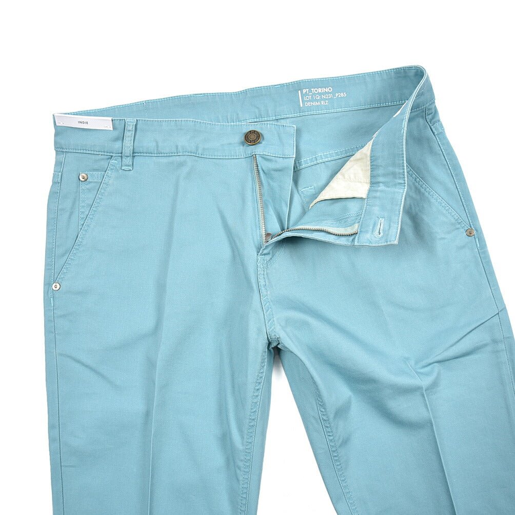 PT TORINO DENIM "INDIE" リヨセル混コットンチノ ストレッチテーパードパンツ ライトグリーン 35 | GUARDAROBA MILANO OFFICIAL STORE