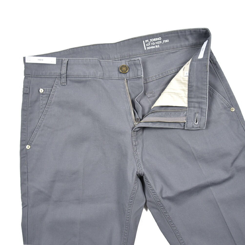 PT TORINO DENIM "INDIE" リヨセル混コットンチノ ストレッチテーパードパンツ グレー 33 | GUARDAROBA MILANO OFFICIAL STORE