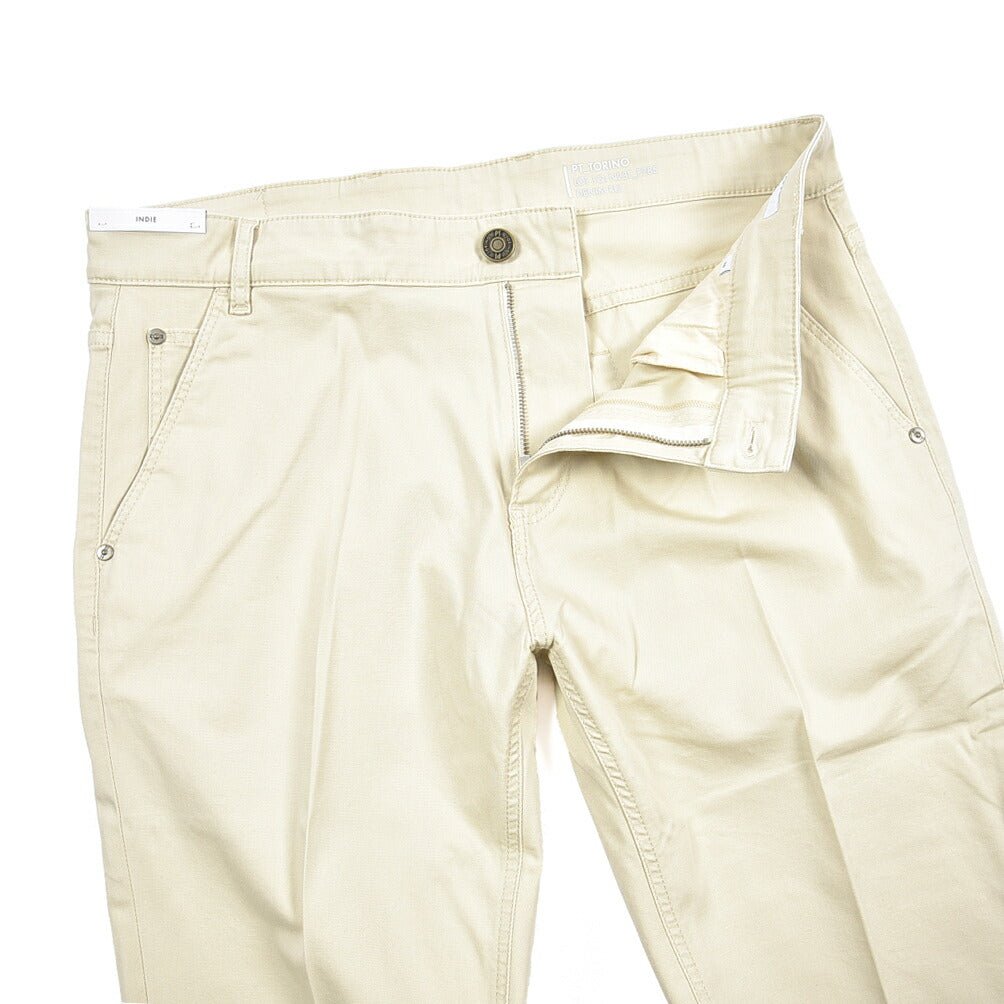 PT TORINO DENIM "INDIE" リヨセル混コットンチノ ストレッチテーパードパンツ ライトベージュ 36 | GUARDAROBA MILANO OFFICIAL STORE