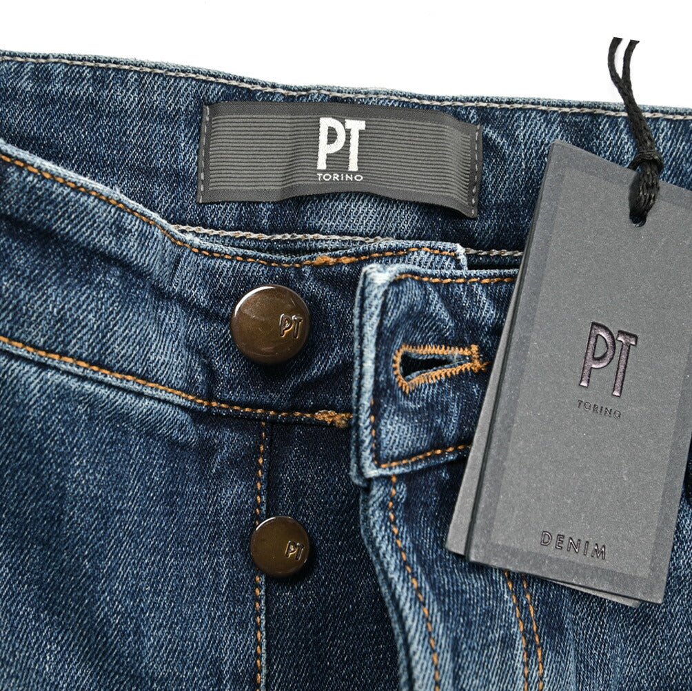 PT TORINO DENIM "REGGAE" ストレッチデニム テーパードジーンズ / ダメージ加工｜437246-32｜GUARDAROBA MILANO OFFICIAL STORE