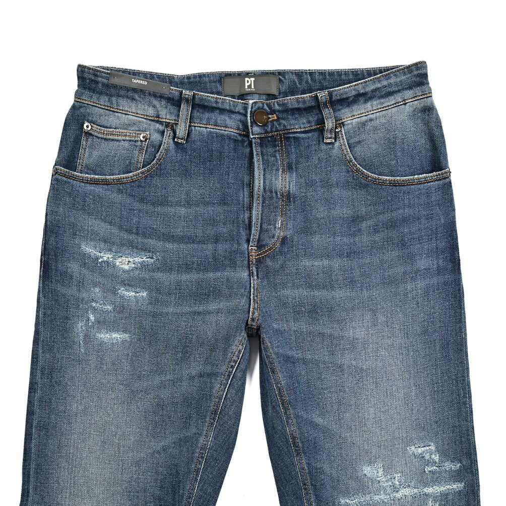 PT TORINO DENIM "REGGAE" ストレッチデニム テーパードジーンズ / ダメージ加工｜437246-32｜GUARDAROBA MILANO OFFICIAL STORE