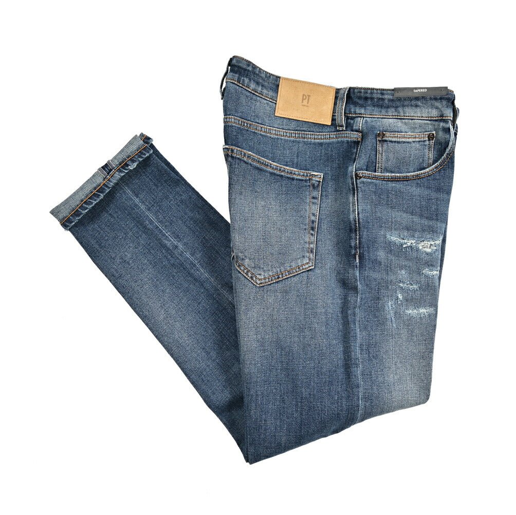 PT TORINO DENIM "REGGAE" ストレッチデニム テーパードジーンズ / ダメージ加工｜437246-32｜GUARDAROBA MILANO OFFICIAL STORE