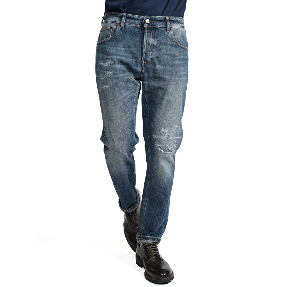 PT TORINO DENIM "REGGAE" ストレッチデニム テーパードジーンズ / ダメージ加工｜437246-32｜GUARDAROBA MILANO OFFICIAL STORE