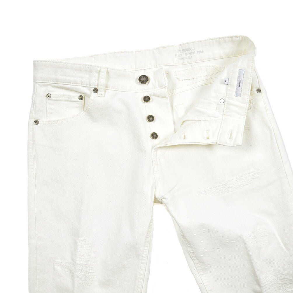 PT TORINO DENIM “REGGAE” ストレッチデニム テーパードジーンズ / ダメージ加工 ホワイト 32 | GUARDAROBA MILANO OFFICIAL STORE