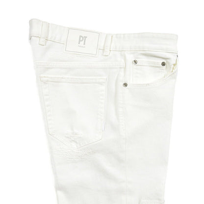 PT TORINO DENIM “REGGAE” ストレッチデニム テーパードジーンズ / ダメージ加工 ホワイト 32 | GUARDAROBA MILANO OFFICIAL STORE