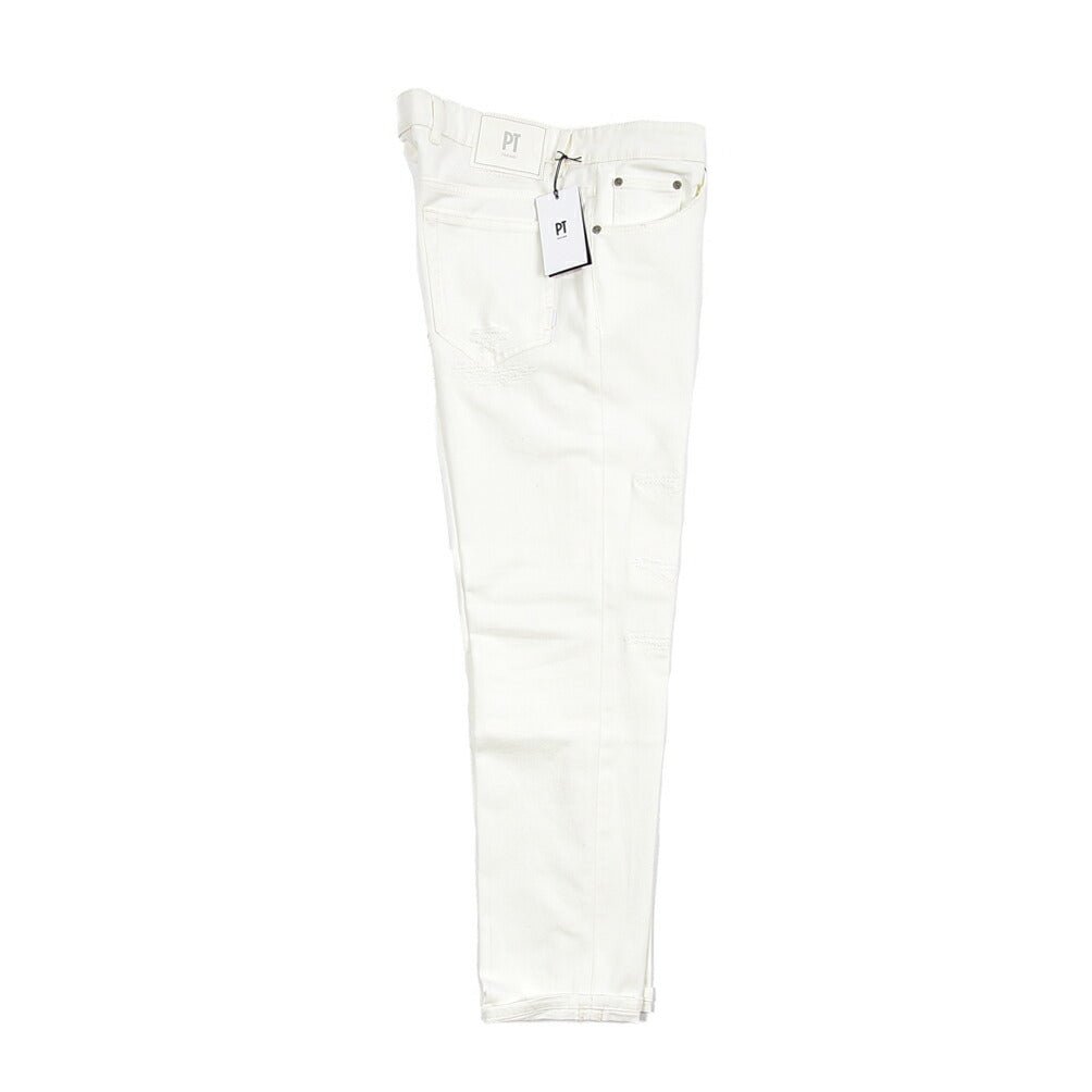 PT TORINO DENIM “REGGAE” ストレッチデニム テーパードジーンズ / ダメージ加工 ホワイト 32 | GUARDAROBA MILANO OFFICIAL STORE