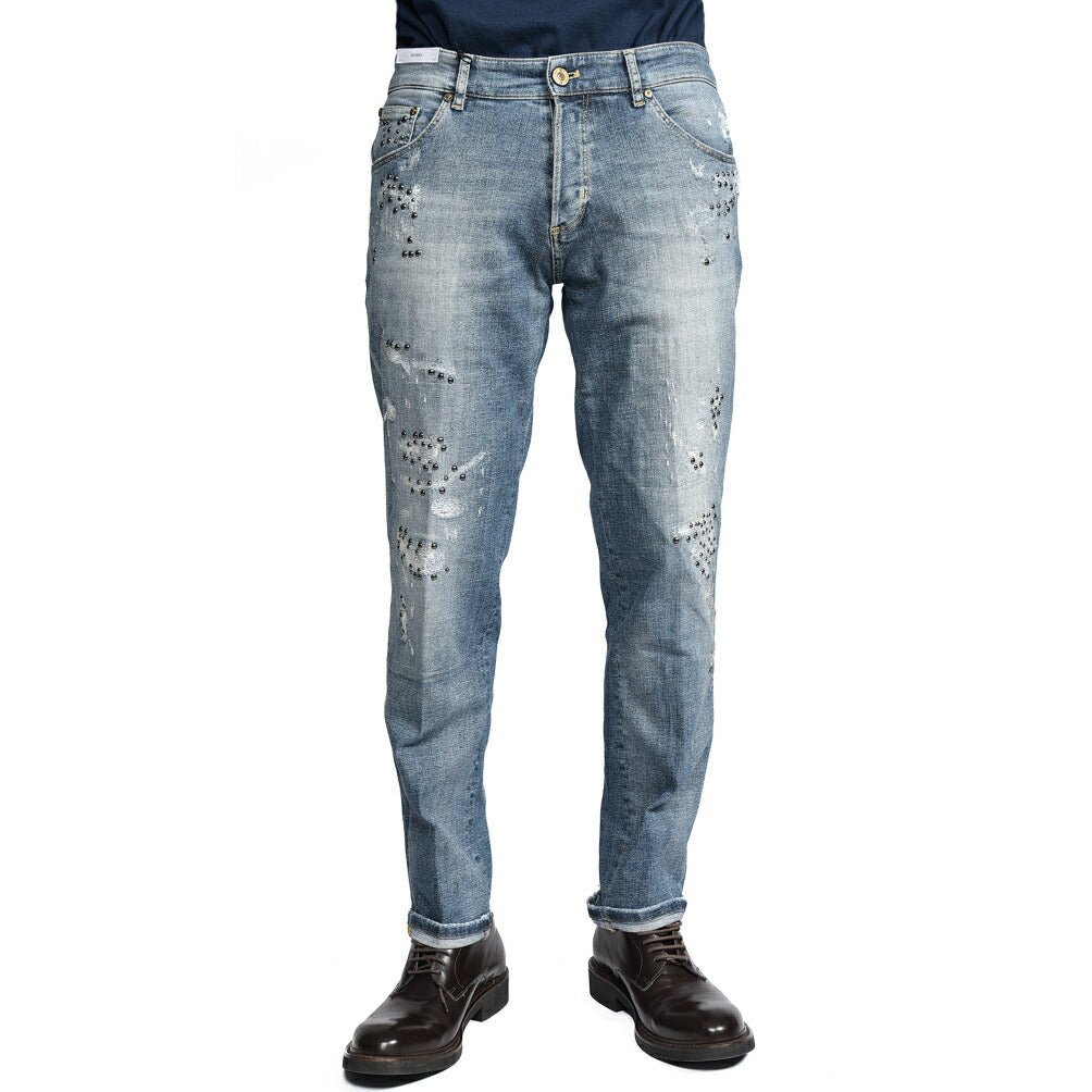 PT TORINO DENIM / "REGGAE" ストレッチデニム テーパードジーンズ / ダメージ加工 ブルー 32 | GUARDAROBA MILANO OFFICIAL STORE