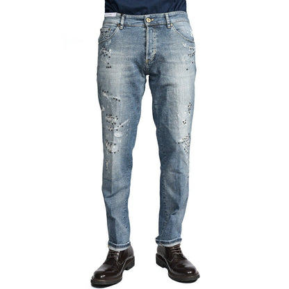 PT TORINO DENIM / "REGGAE" ストレッチデニム テーパードジーンズ / ダメージ加工 ブルー 32 | GUARDAROBA MILANO OFFICIAL STORE