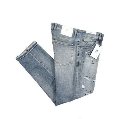 PT TORINO DENIM / "REGGAE" ストレッチデニム テーパードジーンズ / ダメージ加工 ブルー 32 | GUARDAROBA MILANO OFFICIAL STORE