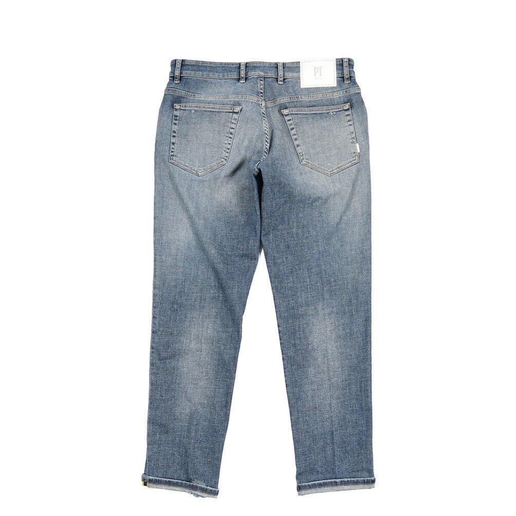 PT TORINO DENIM / "REGGAE" ストレッチデニム テーパードジーンズ / ダメージ加工 ブルー 32 | GUARDAROBA MILANO OFFICIAL STORE