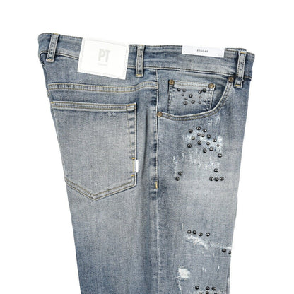 PT TORINO DENIM / "REGGAE" ストレッチデニム テーパードジーンズ / ダメージ加工 ブルー 32 | GUARDAROBA MILANO OFFICIAL STORE