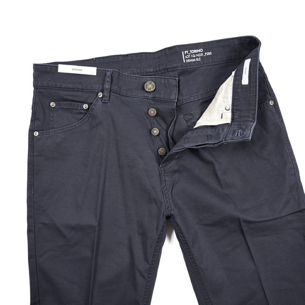 PT TORINO DENIM "REGGAE" リヨセル混コットン ストレッチテーパードパンツ ネイビー(0340) 31 | GUARDAROBA MILANO OFFICIAL STORE