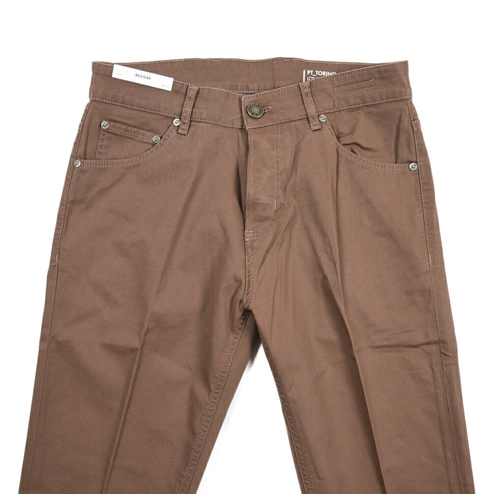 PT TORINO DENIM "REGGAE" リヨセル混コットン ストレッチテーパードパンツ ブラウン 30 | GUARDAROBA MILANO OFFICIAL STORE